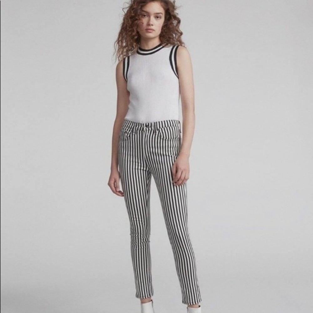 Rag & Bone Womens Indigo Stripe Denim Jeans Statement Nautical Designer Casual